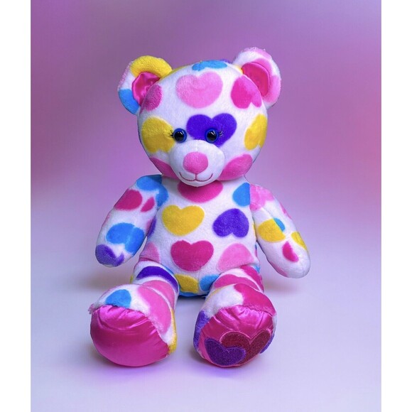 Build-A-Bear Workshop Other - Build A Bear Colorful Hearts Bear W/Sparkle Hearts Valentines Plush 2019